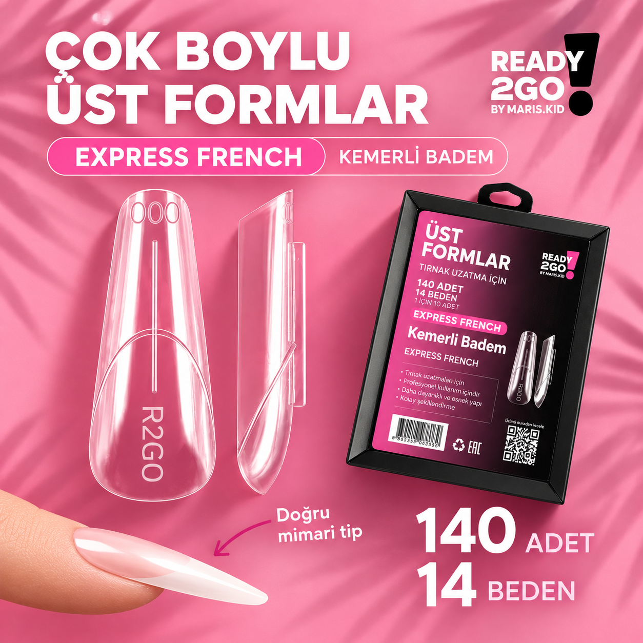 Ready 2 Go Arched Almond Express French Protez Tırnak Üst Form