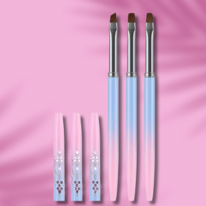 3lü Kapaklı Jel Fırça Seti Nail Art Fırça Seti Kapaklı Protez Tırnak Fırça Seti Lila