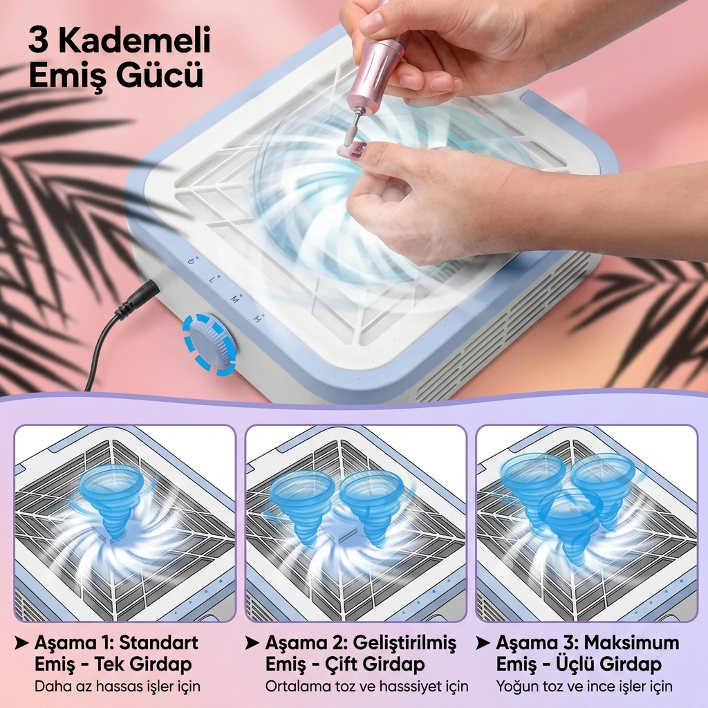 120W Kablosuz Tek Fanlı Şarjlı Tırnak Toz Toplayıcı – Yatay Model