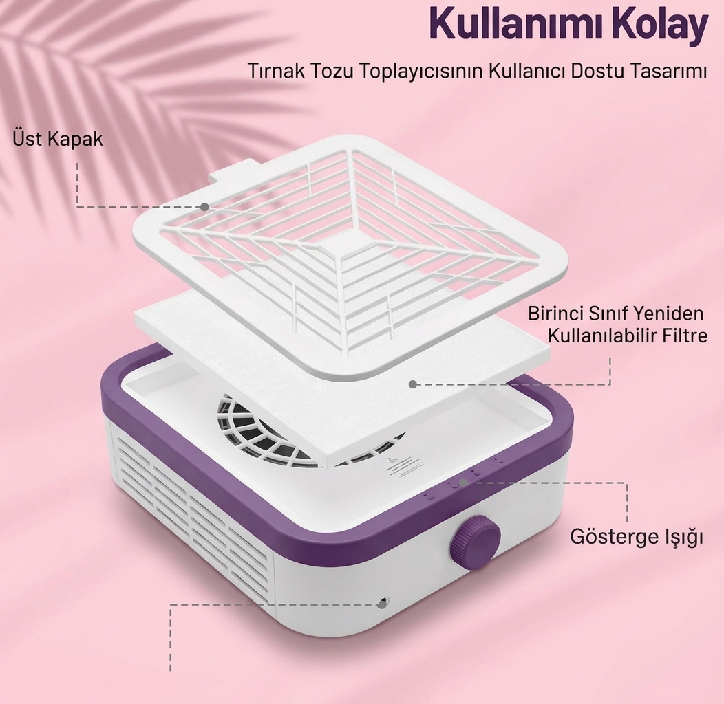 120W Kablosuz Tek Fanlı Şarjlı Tırnak Toz Toplayıcı – Yatay Model